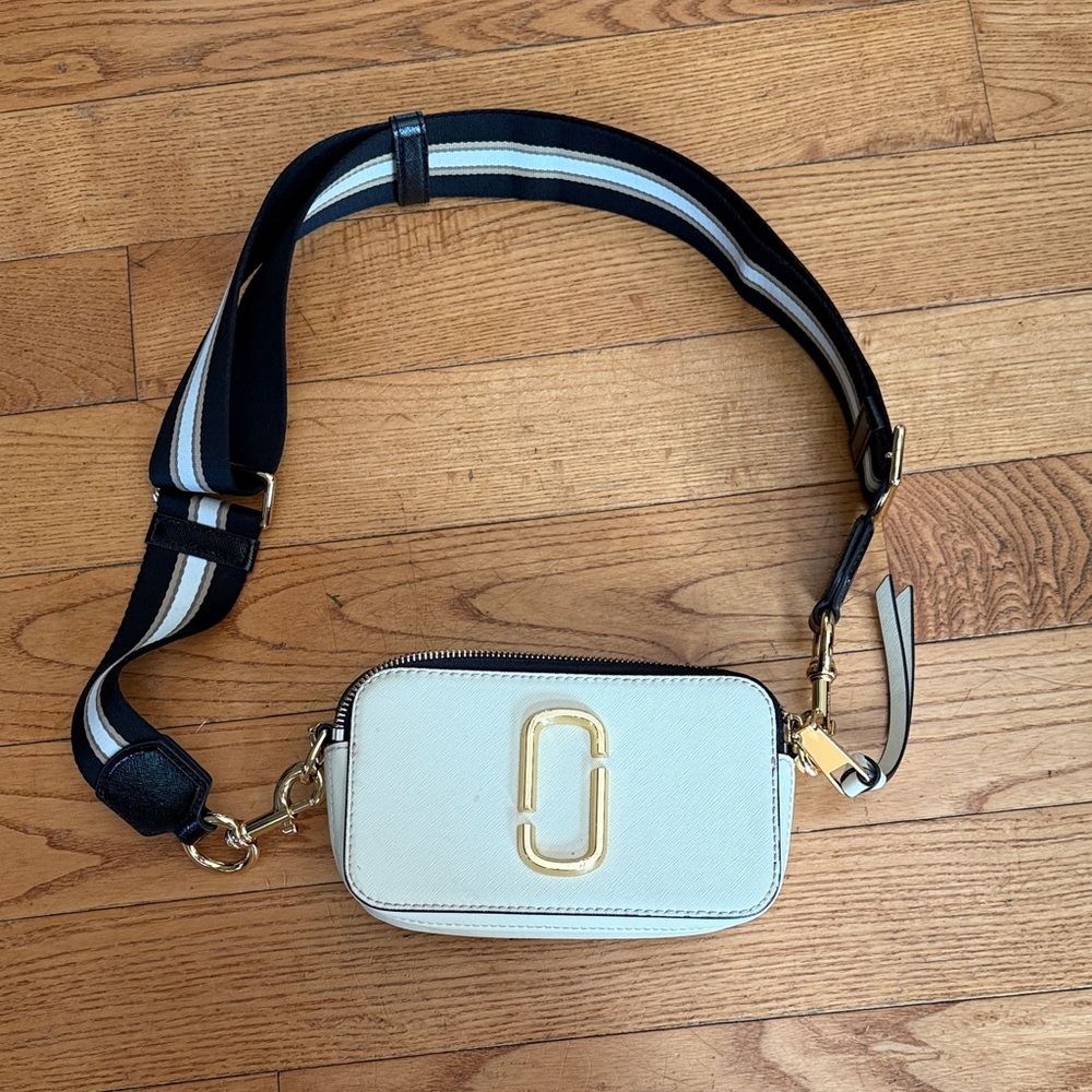 Marc Jacobs Leather Snapshot Crossbody Bag with Logo Strap